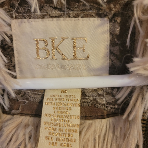 Brown BKE Faux Leather and Faux Fur Jacket - Picture 5 of 6
